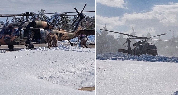 Asker sahaya indi : 2 helikopter vatandaşları kurtarmak için görevde