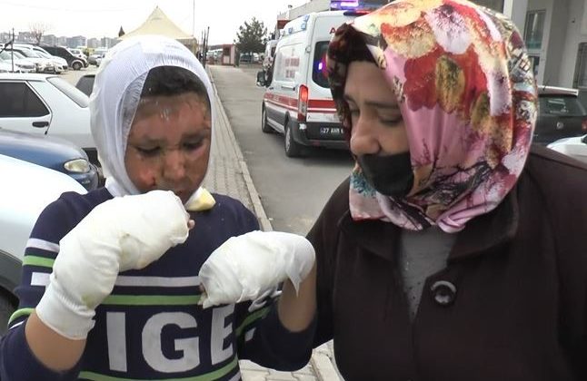 Mazot tenekesi bomba gibi patladı