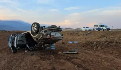 Gaziantep’te kaza! Takla atıp şarampole devrildi