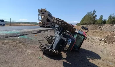 Traktör ile beton mikseri çarpıştı: 3 yaralı