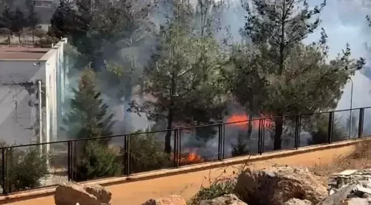 Gaziantep’te okul bahçesinde yangın